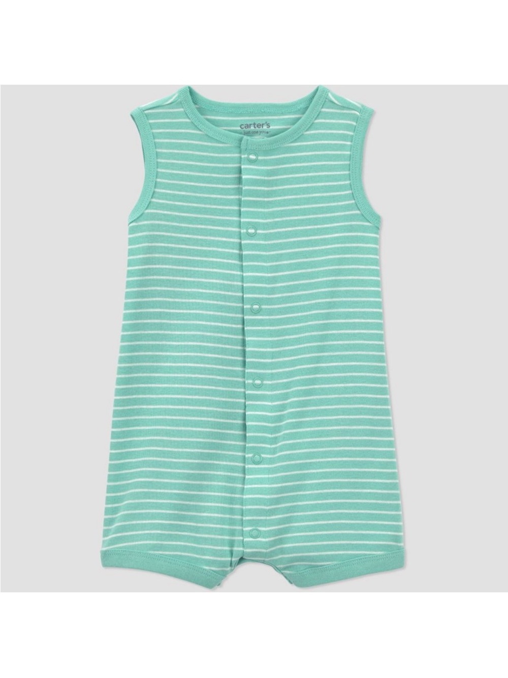 Carter's Mint and White Striped Sleeveless Sleep Romper